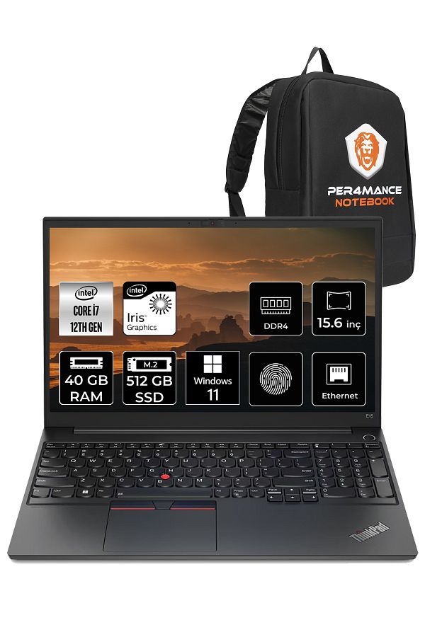 LENOVO E15 i7-1255U 40GB 512GB SSD 15.6" FHD W11 PRO 21E6006YTX & PER4 ÇANTA