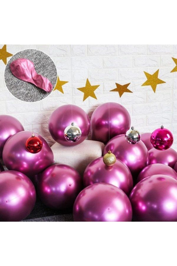Fuşya Pembe Krom Balon (AYNALI BALON) 10 Adet