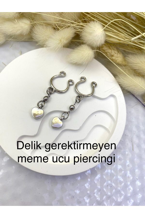 Delik gerektirmeyen sıkıştırma sahte meme ucu piercingi