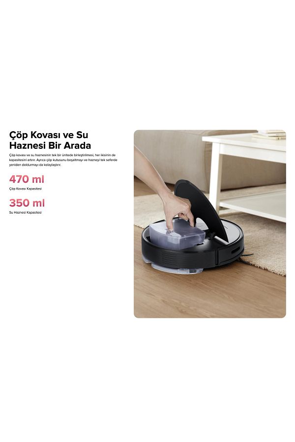 Roborock Basınçlı Mop ,4 Ayrı Haritalama, PreciSense Lidar ,Yıkanabilir Filtre Robot Süpürge Beyaz - Görsel 6