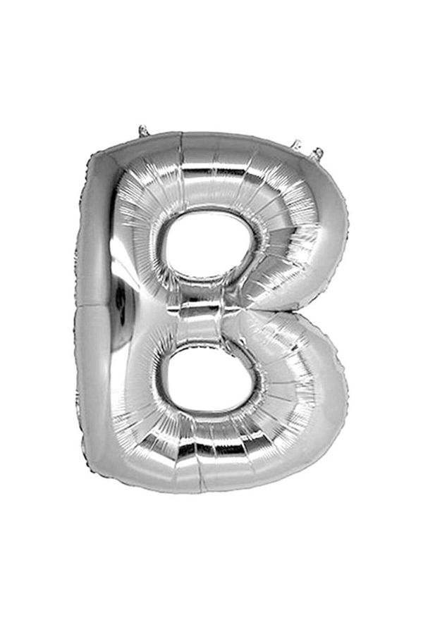B Harfi Metalik Gri Folyo Balon 40 Inc 100cm B Harfi Helyum Balonu Gümüş Balon