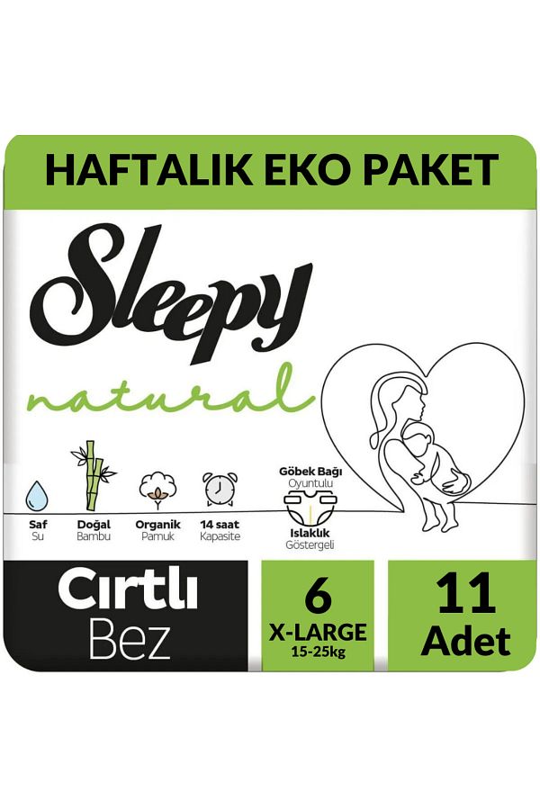 Natural Ekonomik Fırsat Paketi Haftalık Bebek Bezi 6 Numara X-Large 11 Adet / Sleepy Bebek Bezi