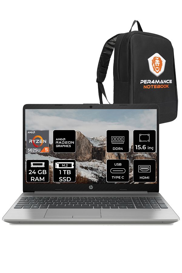 HP 255 G9 Ryzen 5 5625U 24GB 1TB SSD 15.6" FHD FDOS 6Q8N1ES & PER4 ÇANTA