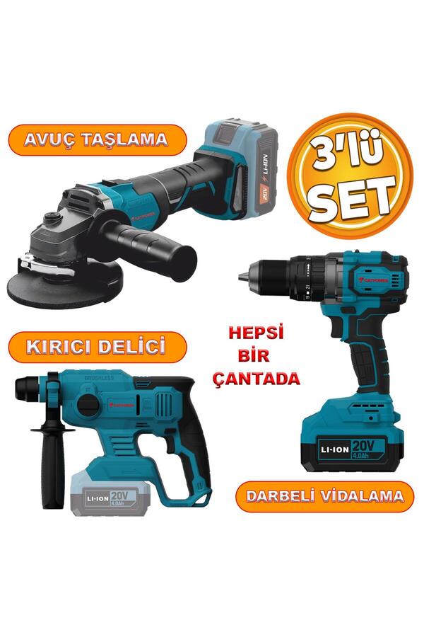 Catpower 4235 Akülü Kömürsüz Li-ion 20 V 4.0 Ah Batarya Avuç Taşlama Kırıcı Delici Darbeli Vidalama