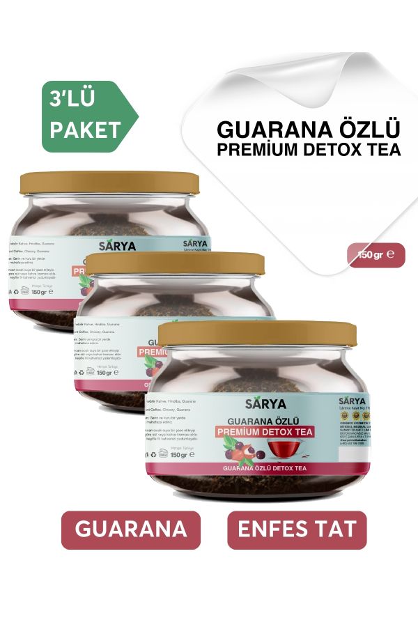 3 Adet Guarana Özlü Premium Detox Tea 3x 150 Gr Sarya Guarana Özlü çay