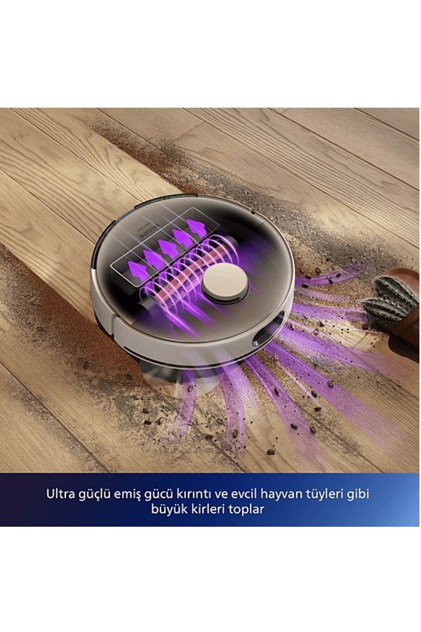 Philips Park İstasyonlu Islak, Kuru ve Moplu Premium Robot Süpürge, Ultra Yüksek Emiş Gücü 5000 Pa - Görsel 8