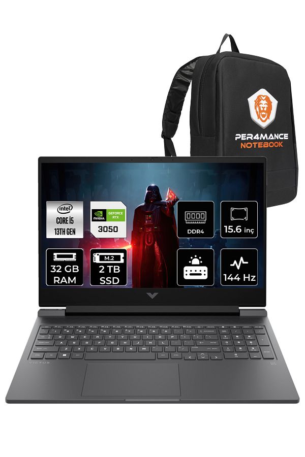 HP Victus 15 i5-13500H 32GB 2TB SSD RTX3050/6GB 144HZ 15.6'' FHD FDOS 8W8A2EA & PER4 ÇANTA