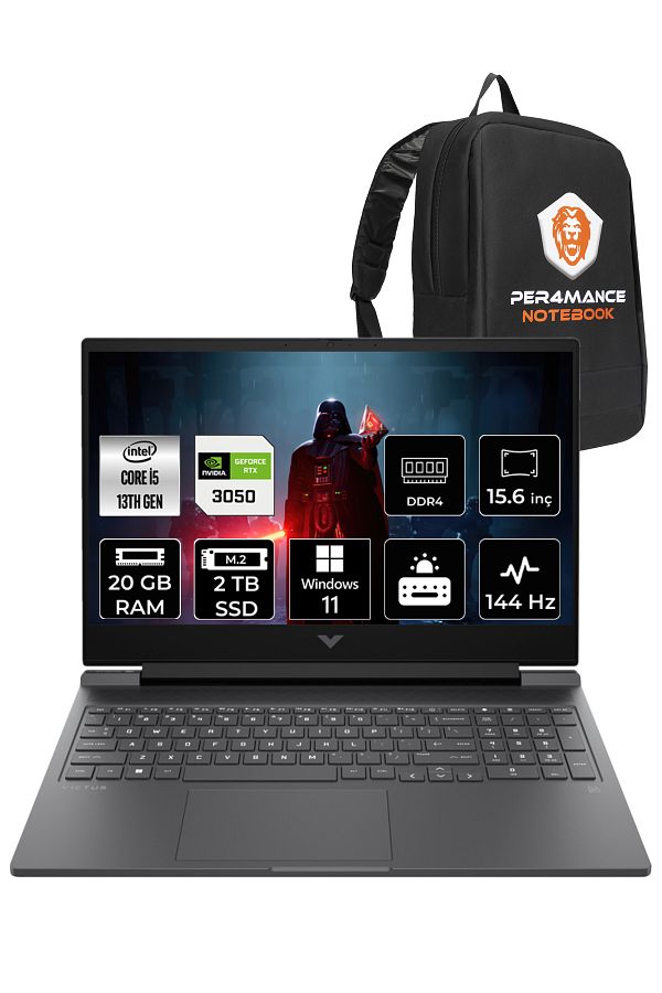 HP Victus 15 i5-13500H 20GB 2TB SSD RTX3050/6GB 144HZ 15.6'' FHD W11PRO 8W8A2EA & PER4 ÇANTA