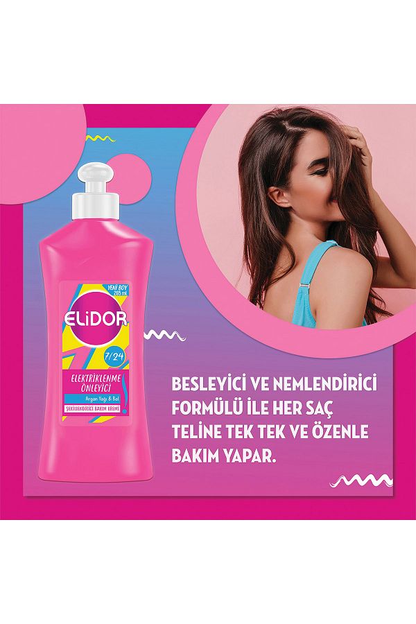 7 24 Şekillendirici Saç Bakım Kremi Elektriklenme Önleyici Argan Yağı Bal 265 ml_3