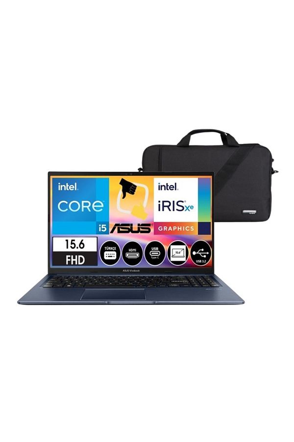 ASUS Vivobook 15 Intel Core i5 1235U 24GB 1TB SSD W11P 15.6" FHD Bilgisayar Csrtech Çanta Hediye