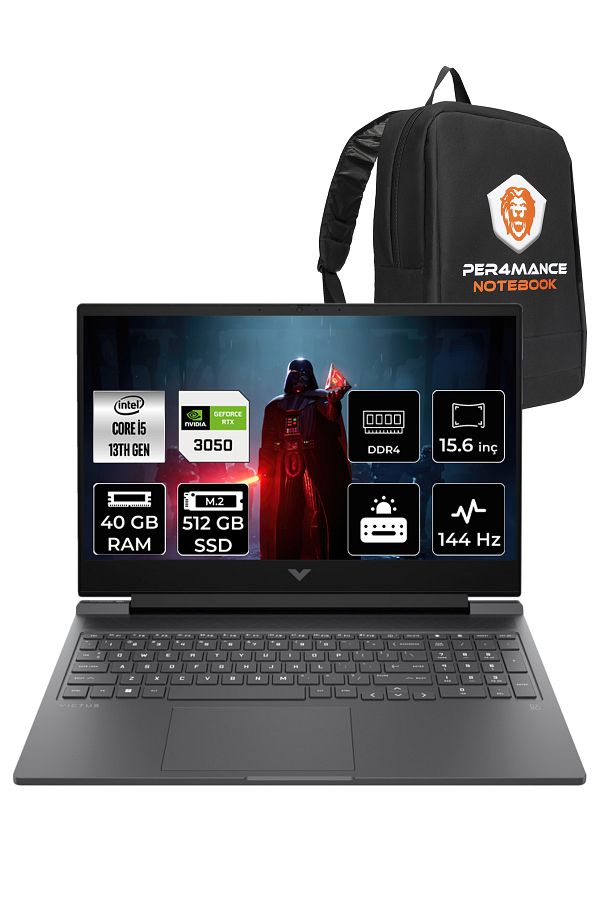 HP Victus 15 i5-13500H 40GB 512GB SSD RTX3050/6GB 144HZ 15.6'' FHD FDOS 8W8A2EA & PER4 ÇANTA