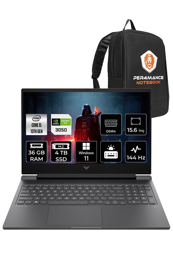 HP Victus 15 i5-13500H 36GB 2TB+2TB SSD RTX3050/6GB 144HZ 15.6'' FHD W11PRO 8W8A2EA & PER4 ÇANTA
