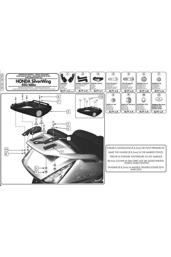 Gıvı Sr19m Honda Sılverwıng - Abs 400-600 (01-09) - Sw-t 400-600 (09-17) Arka Çanta Taşıyıcı