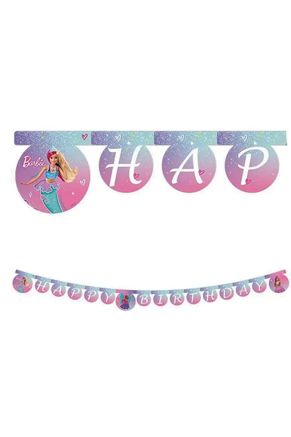 Barbie Happy Birthday Banner Yazı, Barbie Lisanslı Deniz Kızı DoĞum Günü Yazısı Süsü 2 mt.