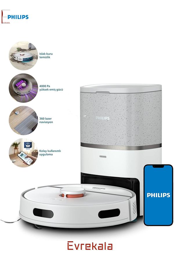 Philips Robot Süpürge Philips Islak-Kuru Tüm Zeminleri Silme-Süpürme-Yetkili Evrekala-Yeni Seri Mop