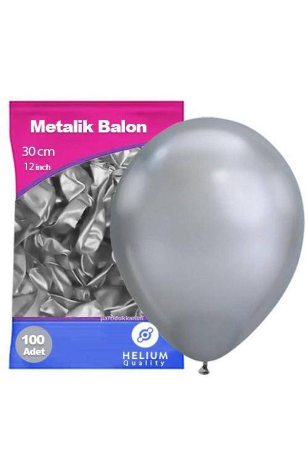 Gümüş (silver) Balon Metalik 100 Adet