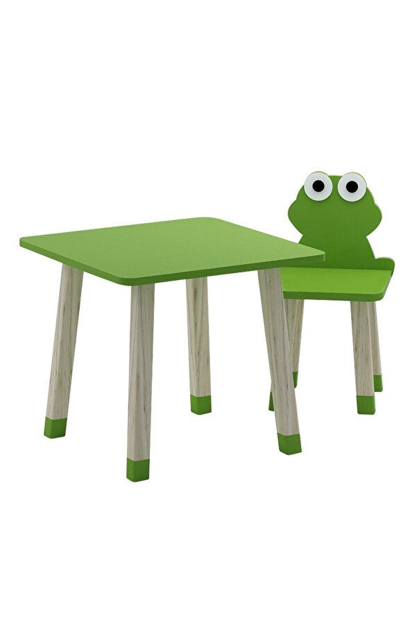 Ahşap Çocuk Oyun Ve Aktivite Masa Sandalye Takımı - Kurbağa ODUNCONCEPT