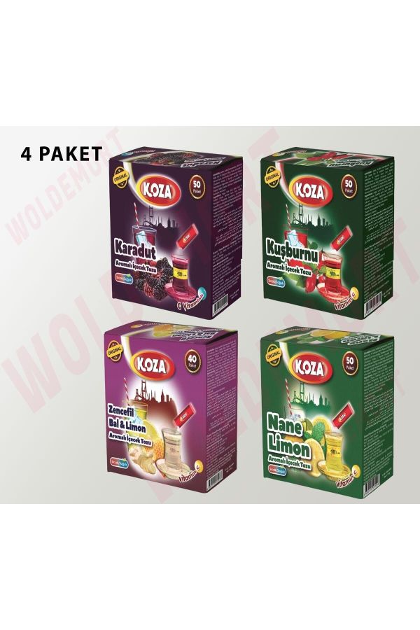 Kuşburnu Nane Limon Karadut Zencefil Bal Ve Limon Tek Içimlik Içecek Tozu 4 Paket