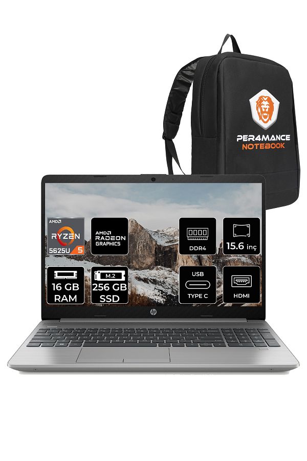HP 255 G9 Ryzen 5 5625U 16GB RAM 256GB SSD 15.6" FHD FDOS 6Q8N2ES & PER4 ÇANTA