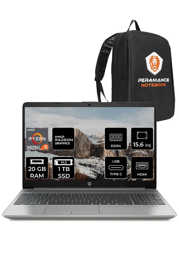 HP 255 G9 Ryzen 5 5625U 20GB RAM 1TB SSD 15.6" FHD FDOS 6Q8N2ES & PER4 ÇANTA