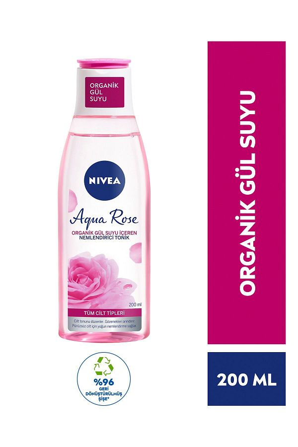 Aqua Rose Organik Gül Suyu İçeren Nemlendirici Tonik 200ml,Tüm Cilt Tipleri,24 Saat Yüz Nemlendirici