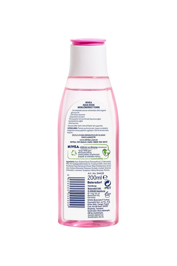 Aqua Rose Organik Gül Suyu İçeren Nemlendirici Tonik 200ml,Tüm Cilt Tipleri,24 Saat Yüz Nemlendirici_3