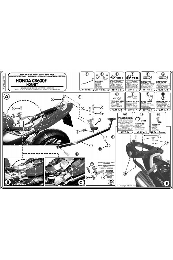 Kz258 Honda 600 Hornet (03-06) Arka Çanta Tasiyici