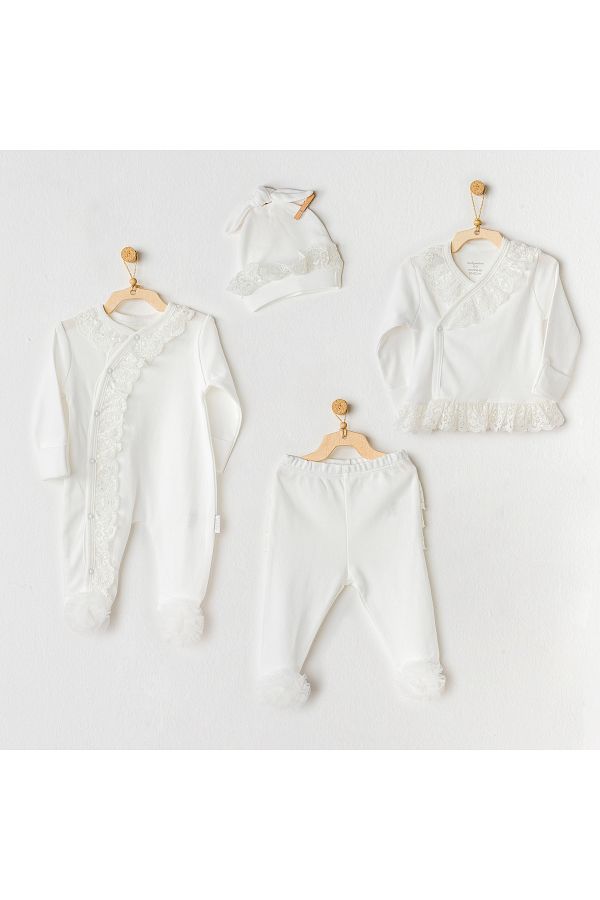 BEBEK HASTANE ÇIKIŞI 4 PCS NEWBORN TULLE SET CHIC GIRL