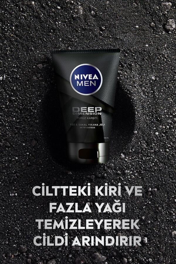 Men Deep Dimension Yüz ve Sakal Temizleme Jeli 100 ml,Aktif Karbon İçeriği ile Arındırıcı Etki_1