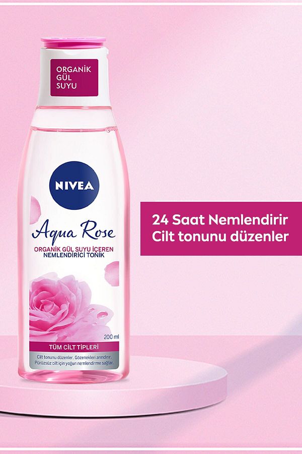 Aqua Rose Organik Gül Suyu İçeren Nemlendirici Tonik 200ml,Tüm Cilt Tipleri,24 Saat Yüz Nemlendirici_2