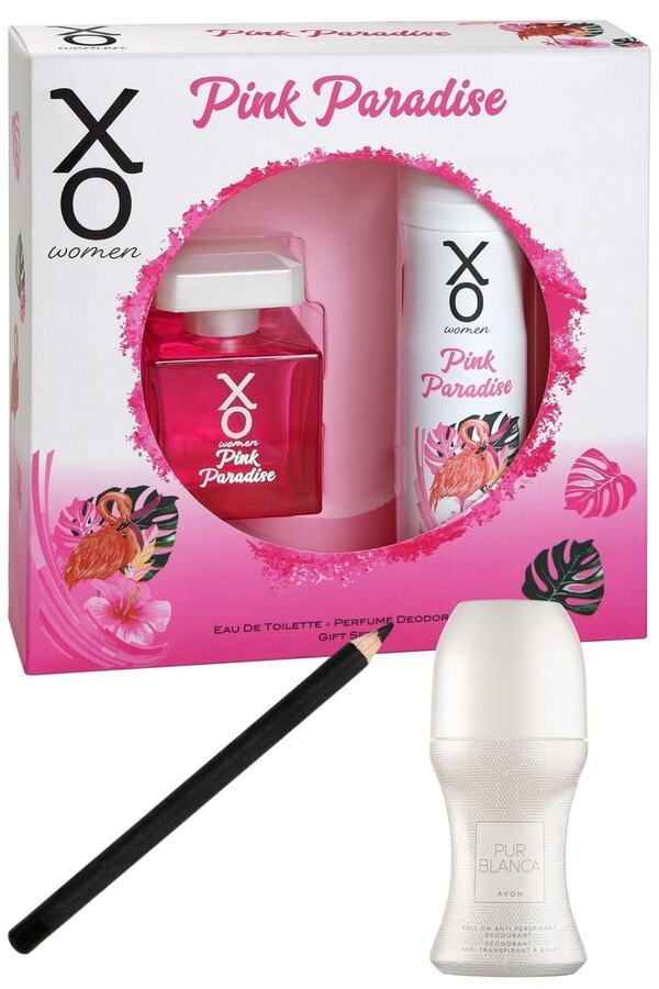 Pink Paradise Kadın Parfüm Seti 100 Ml Edt + 125 Ml Deodorant + Pur Blanca Rollon + Göz Kalemi