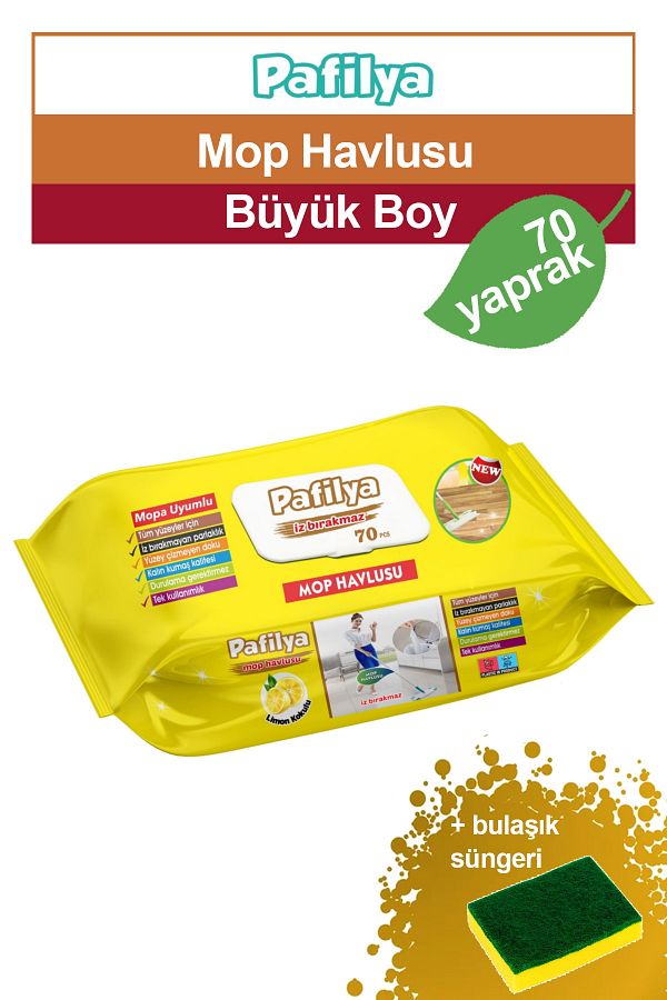 Mopa Uyumlu İz Bırakmayan Yüzey Temizleme Havlusu, 70 adet Mop Havlu