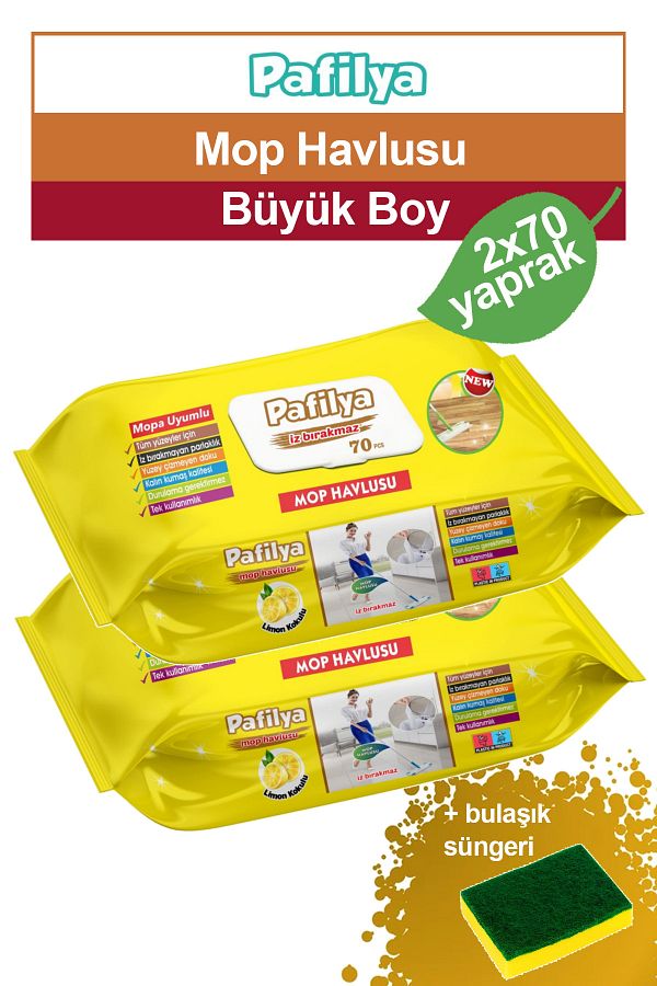 Mopa Uyumlu İz Bırakmayan Yüzey Temizleme Havlusu, 2 x 70 adet Mop Havlu