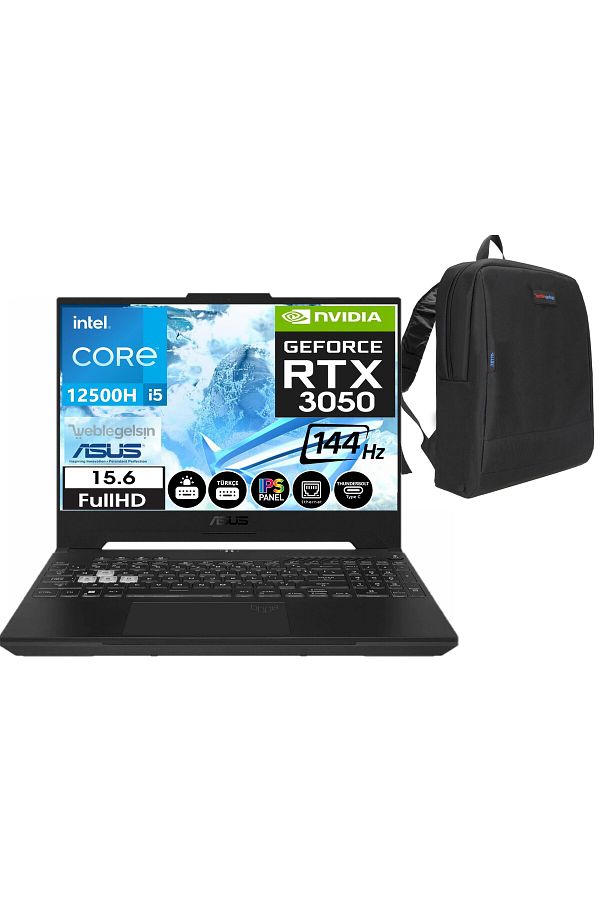 ASUS TUF15 HN210 I5 12500H 64GB 2TBSSD 4GB RTX3050 15.6" 144Hz IPS Fhd FDOS HN21009+ZETTAÇNT