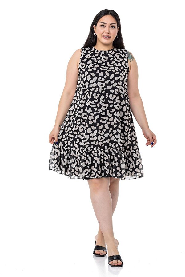 Tie-detail Chiffon Lined Mini Dress — Black