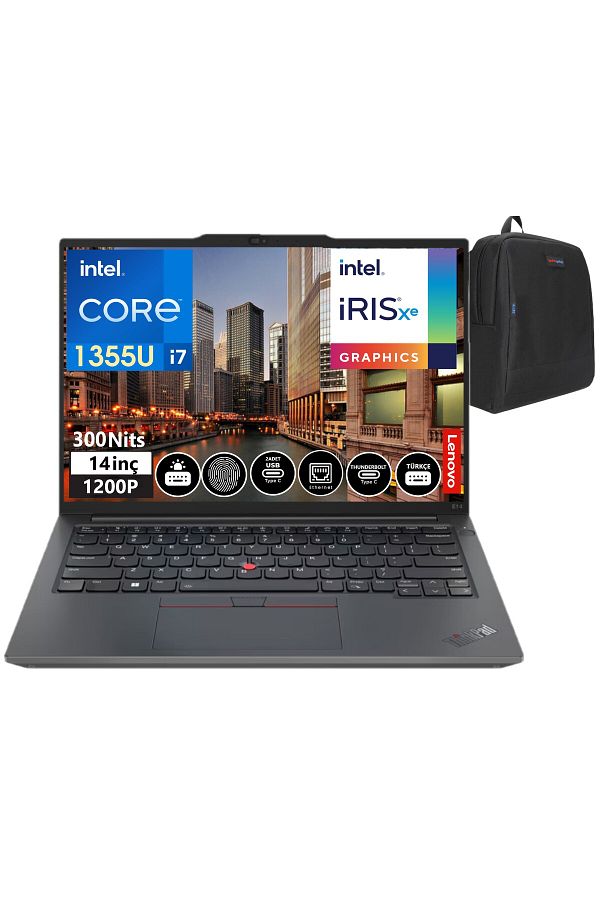 LENOVO Thinkpad E14 Gen5 I7 1355U 24GB 512GBSSD+512GBSSD 14" Wuxga IPS FDOS TB21JK0006TX09+ZETTAÇANTA - Görsel 2