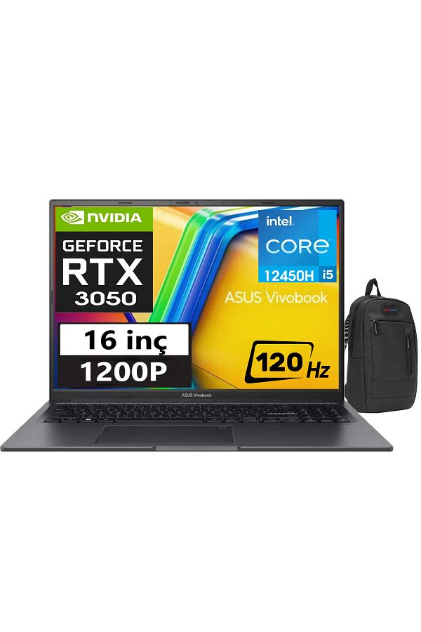 ASUS Vivobook 16X Core I5 12450H 24GB 2TBSSD RTX3050 16" 120Hz W11PRO WuxgaK3605ZC-N1012W32+ZETTAÇANTA