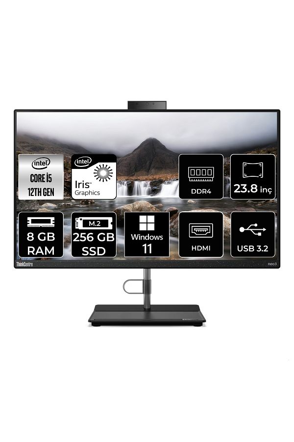 LENOVO THİNKCENTRE NEO 30A i5 1240P 8GB RAM 256GB SSD 23.8" FHD W11P ALL IN ONE PC 12B0002CTX