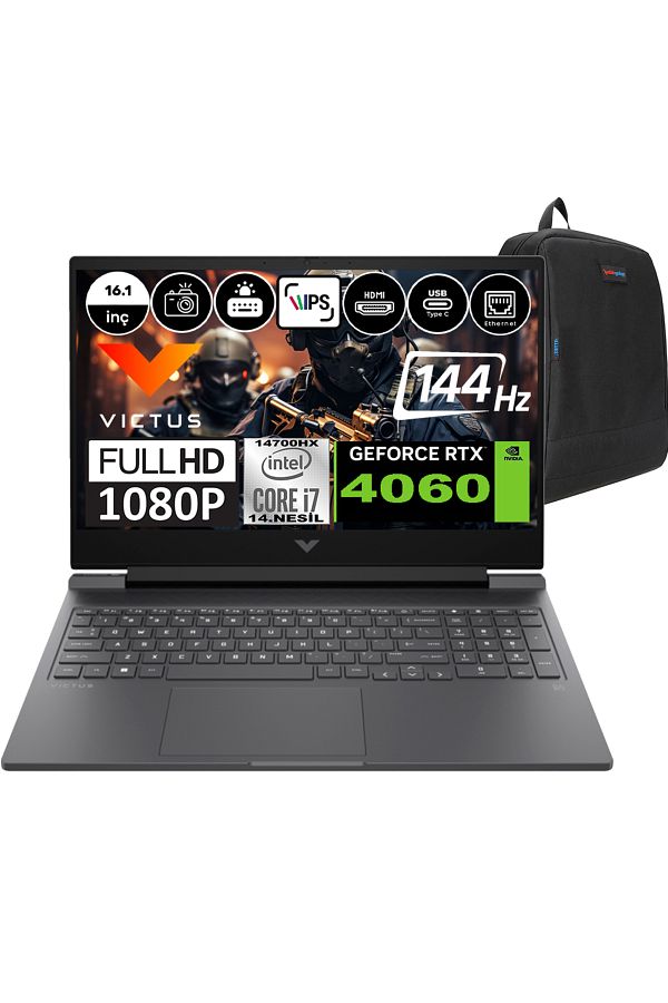 HP Victus 16-R1051NT I7-14700HX 32GB 2TBSSD RTX4060-8GB 16.1" 144HZ Full Hd W11P 9J234EAP06+ZETTAÇNT