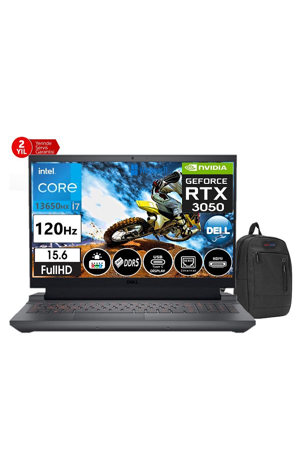 Dell G15 5530 I7 13650HX 32GB RAM 1tb SSD 6gb RTX3050 15,6" 120Hz Fhd FDOS G5530240100505+ZETTAÇANTA