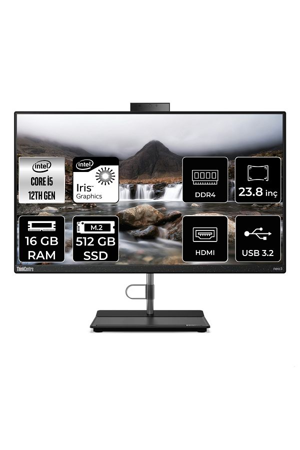 LENOVO THİNKCENTRE NEO 30A i5 1240P 16GB RAM 512GB SSD 23.8" FHD FDOS ALL IN ONE PC 12B0002CTX