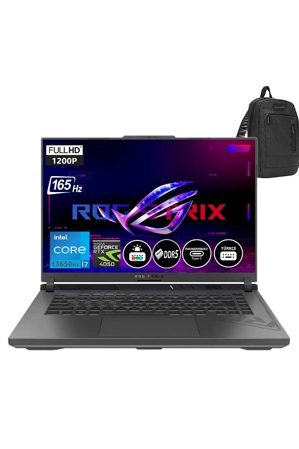 ASUS Rog Strix G16 I7-13650HX 64GB 512GBSSD 6GB RTX4050 16" Fhd+ 165Hz W11P BMG614JU319425+ZettaÇanta