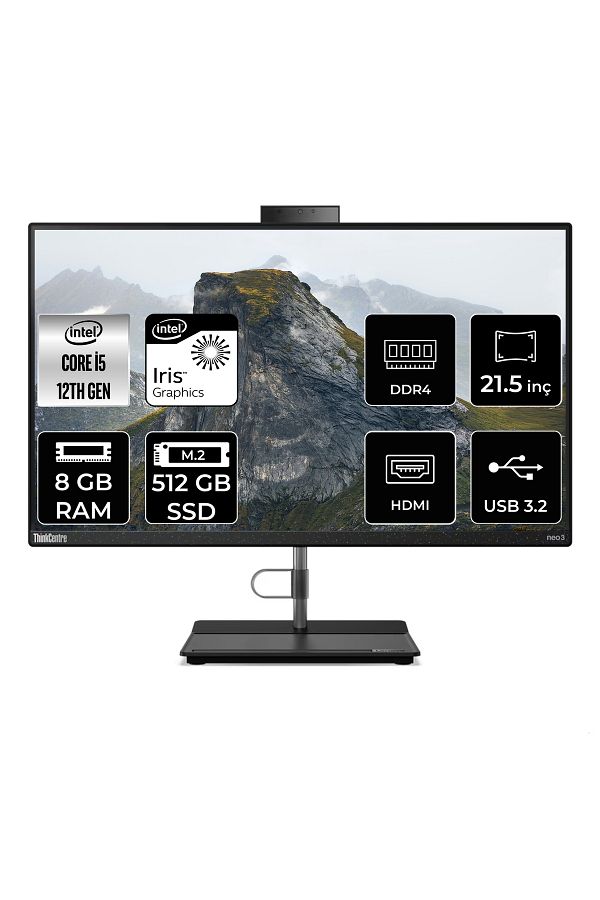 LENOVO THİNKCENTRE NEO 30A İ5 1235U 8GB RAM 512GB SSD 21.5" FHD W11P ALL IN ONE PC 12B3003XTX