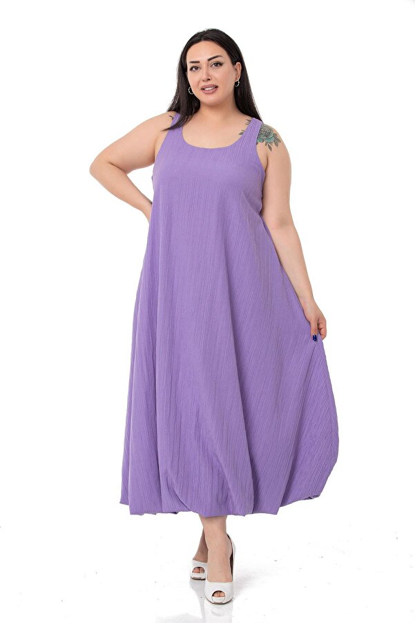 Cutout Detail Strappy Balloon Dress — Lilac