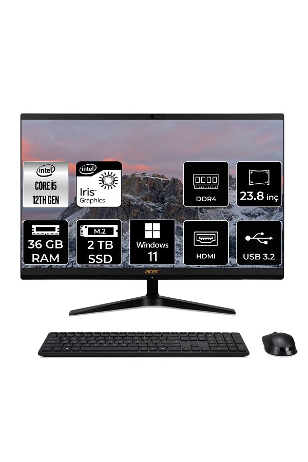 HP ACER ASPİRE C24-1700 i5 1235U 36GB RAM 2TB SSD 23.8" FHD W11P ALL IN ONE PC DQ.BJWEM.006