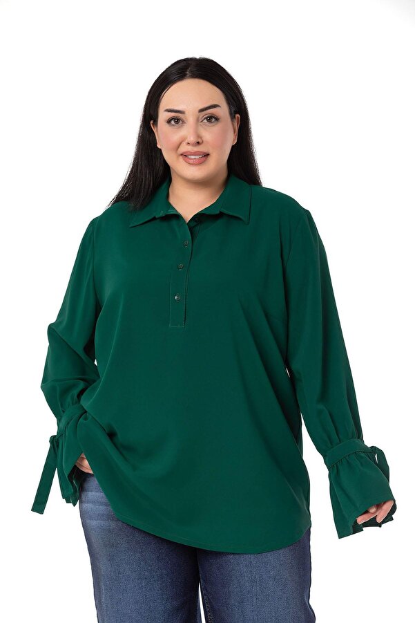 Sleeves Tie-detail Shirt — Emerald