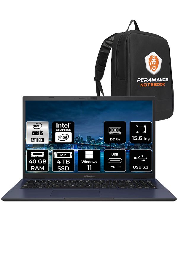 ASUS ExperBook B1502CBA i5 1235U 40GB RAM 4TB SSD 15.6" FHD W11HOME BQ0555 & PER4 ÇANTA