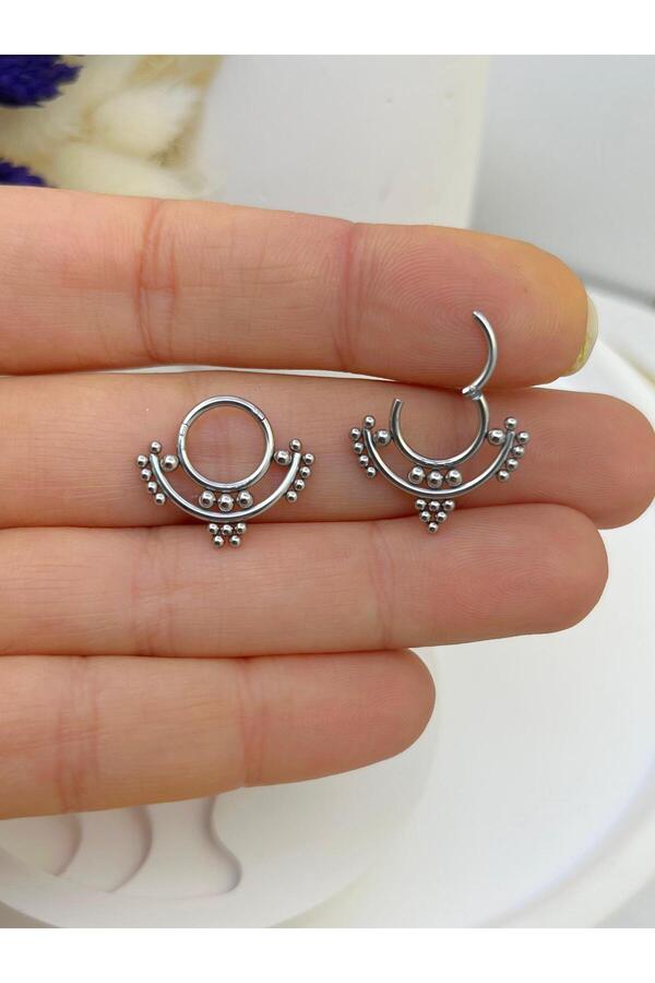 CERRAHİ ÇELİK DAİTH SEPTUM NİPPLE UYUMLU 1 ADET  MENTEŞELİ HALKA PİERCİNG