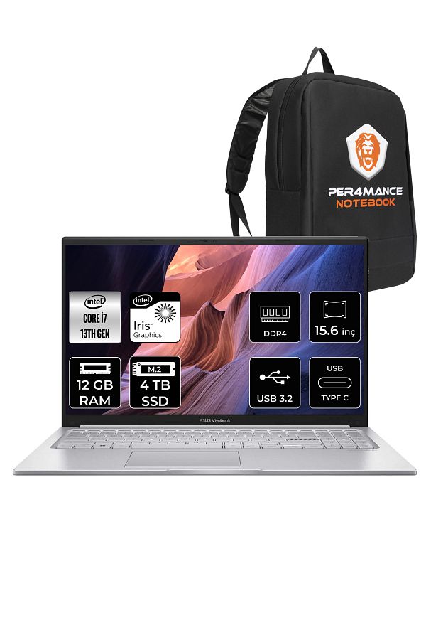 ASUS Vivobook 15 X1504va i7 1355U 12GB RAM 4TB SSD 15.6' FHD FDOS NJ412 & PER4 ÇANTA