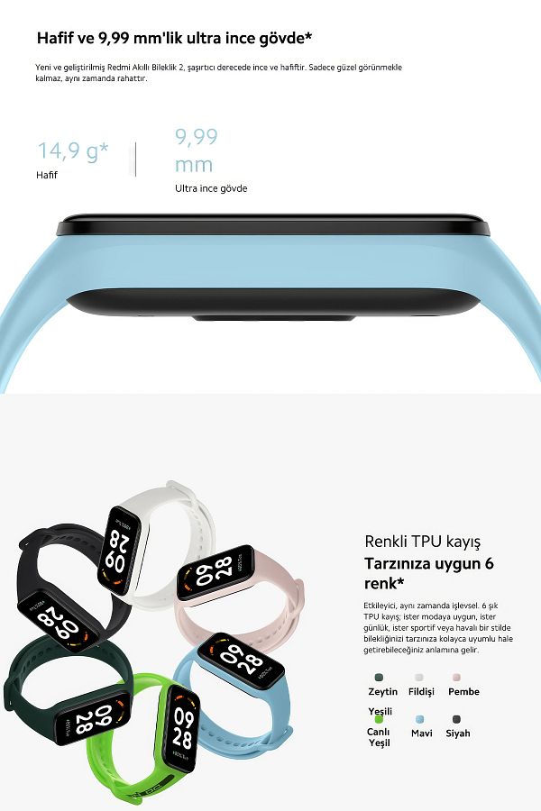 Xiaomi Redmi Smart Band 2 Nabız Ölçer Su Geçirmez Android Ios Iphone Uyumlu Akıllı Bileklik Saat - Görsel 3